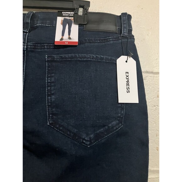 Express Women’s Skinny Jeans Size 14 Dark Wash Stretch Denim Mid Rise NWT - Picture 7 of 12
